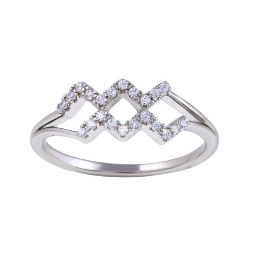 Rhodium Plated 925 Sterling Silver Aquarius Clear CZ Zodiac Sign Ring Sizes 5-9