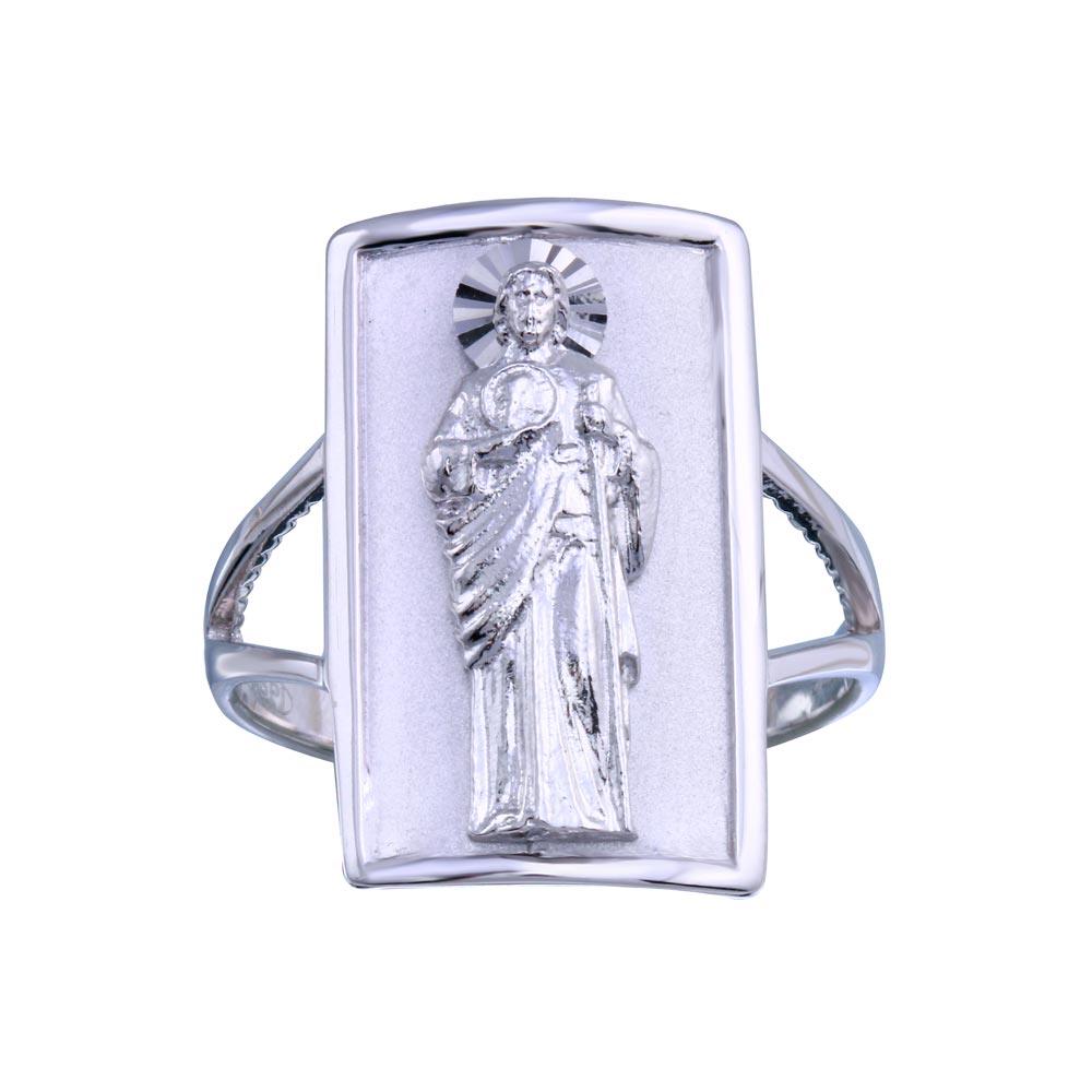 Rhodium Plated 925 Sterling Silver Saint Jude Ring Catholic Band Sizes 5-9