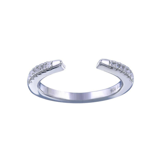 Rhodium Plated 925 Sterling Silver Open Clear CZ Band Ring Sizes 6-6