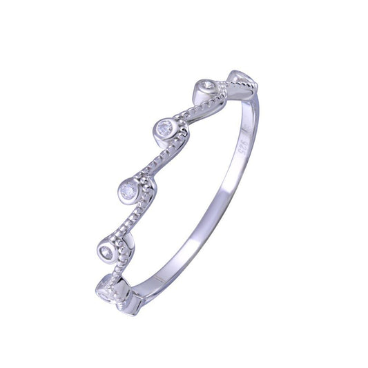 Rhodium Plated 925 Sterling Silver Half Eternity Wave Clear CZ Ring Sizes 5-9