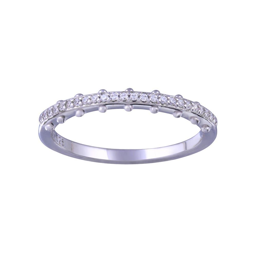 Rhodium Plated 925 Sterling Silver Half Eternity Clear CZ Ring Sizes 5-9