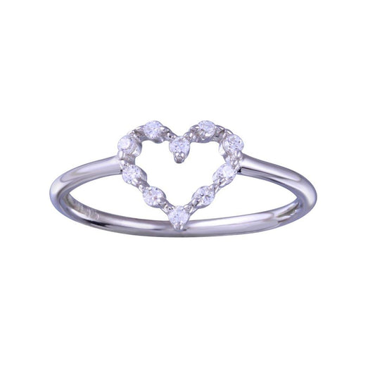Rhodium Plated 925 Sterling Silver Heart Love Clear CZ Ring Sizes 5-9
