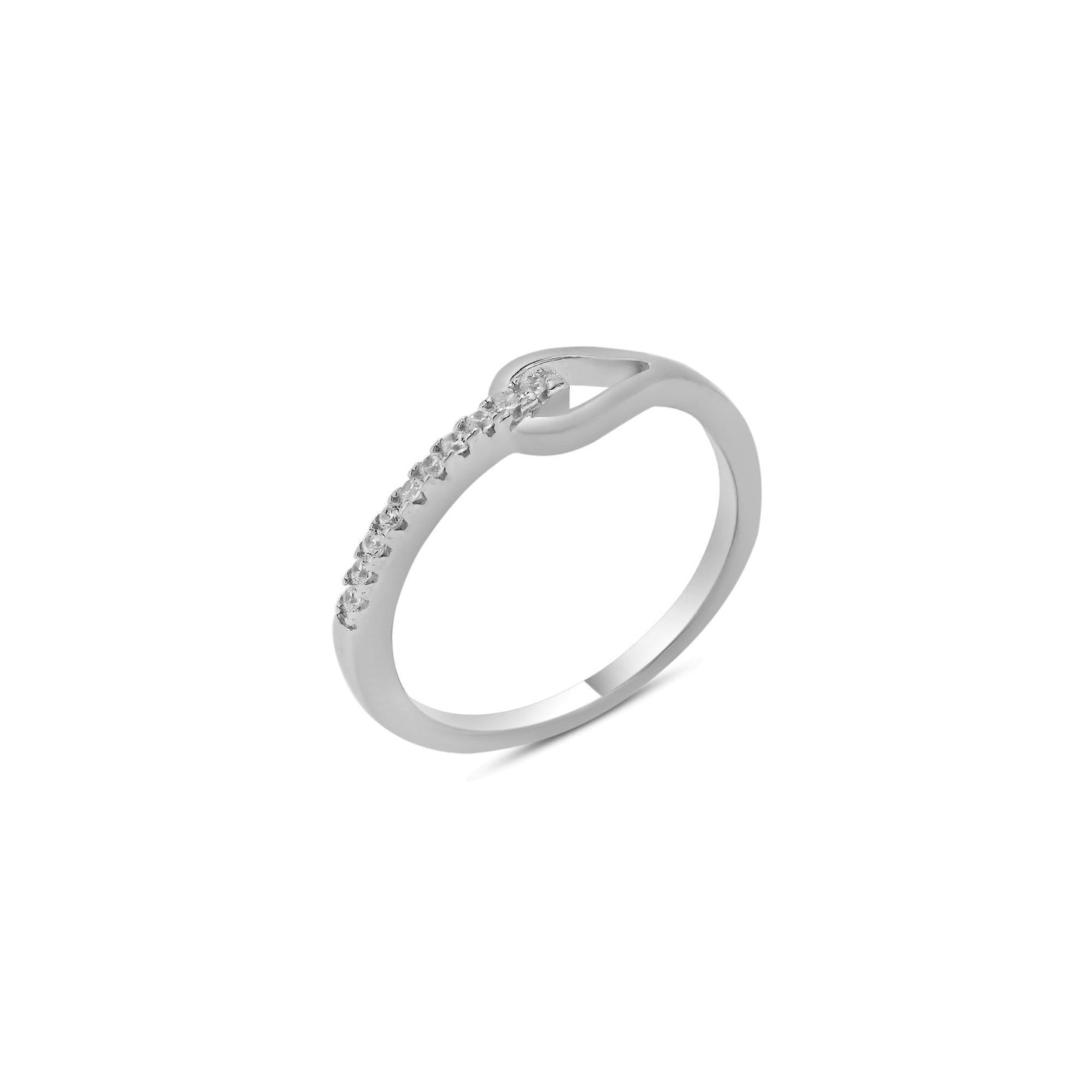 Rhodium Plated 925 Sterling Silver Love Knot Clear CZ Ring Sizes 5-9