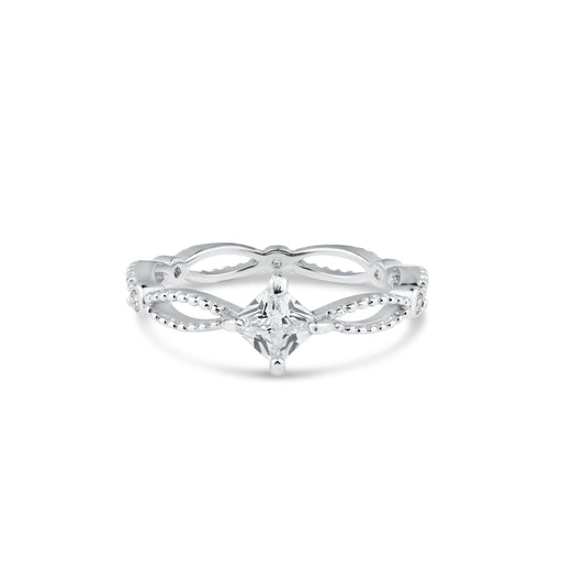 Rhodium Plated 925 Sterling Silver Marquise Clear CZ Ring Band Sizes 5-9