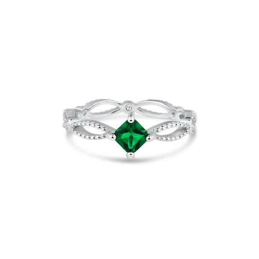 Rhodium Plated 925 Sterling Silver Marquise Green CZ Ring Band Sizes 5-9