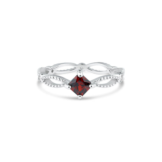 Rhodium Plated 925 Sterling Silver Marquise Red CZ Ring Band Sizes 5-9