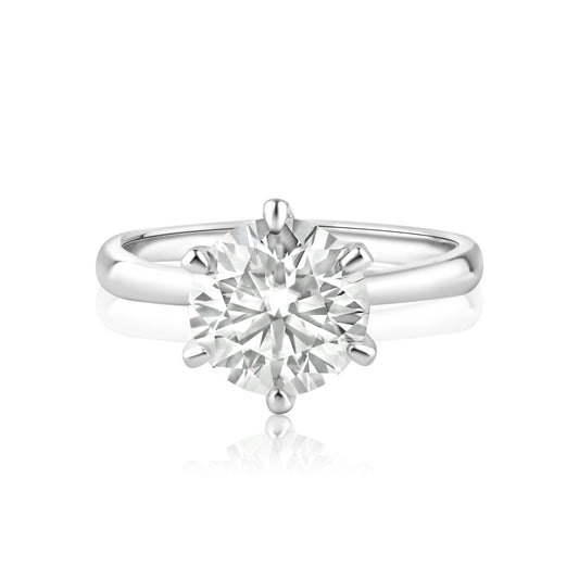 Rhodium Plated 925 Sterling Silver 3 Carat Moissanite Engagement Ring Sizes 5-9