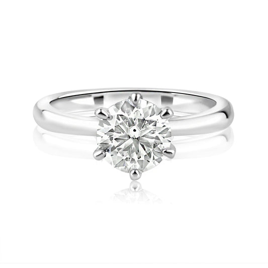 Rhodium Plated 925 Sterling Silver 1 Carat Moissanite Ring Band Sizes 5-9