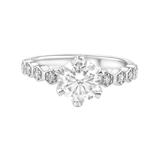 Rhodium Plated 925 Sterling Silver 1 Carat Moissanite Clear CZ Ring Sizes 5-9
