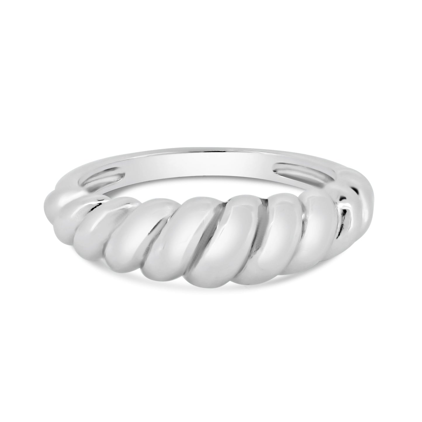 Rhodium Plated 925 Sterling Silver Croissant Design Ring Band Sizes 5-9