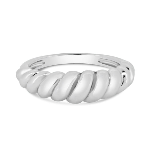 Rhodium Plated 925 Sterling Silver Croissant Design Ring Band Sizes 5-9