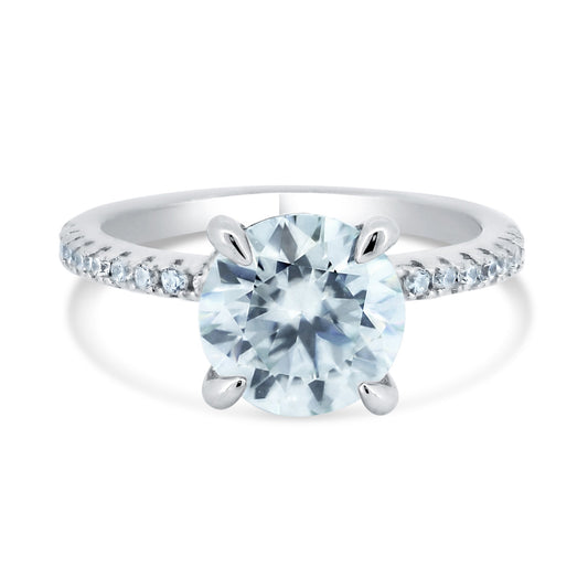 Rhodium Plated 925 Sterling Silver 2 Carat Moissanite Statement Ring Sizes 5-9