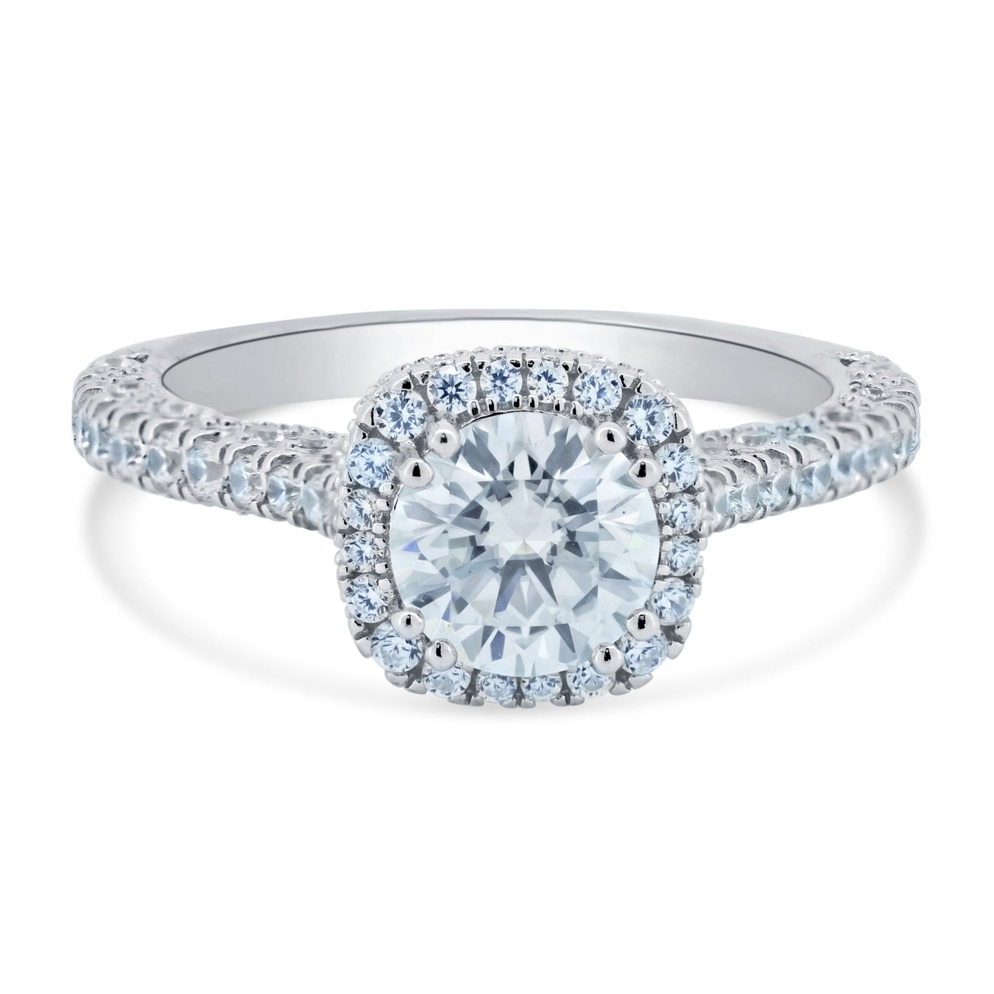 Rhodium Plated Sterling Silver 1 Carat Moissanite CZ Engagement Ring Sizes 5-9
