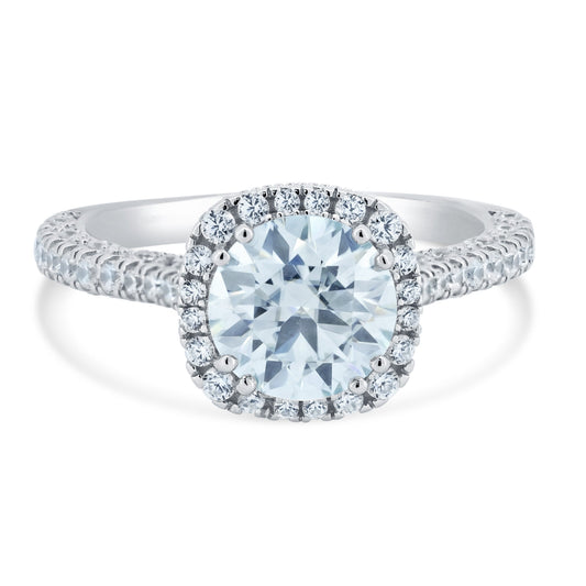 Rhodium Plated Sterling Silver 2 Carat Moissanite CZ Engagement Ring Sizes 5-9