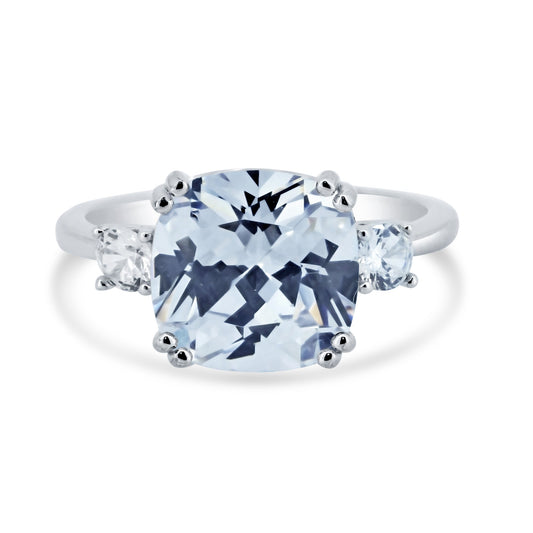 Rhodium Plated 925 Sterling Silver Engagement Clear CZ Ring Band Sizes 5-9