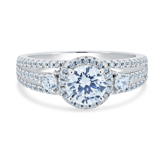 Rhodium Plated 925 Sterling Silver Engagement CZ Encrusted Ring Band Sizes 5-9