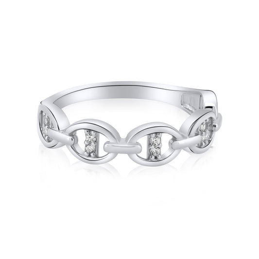 Rhodium Plated 925 Sterling Silver Mariner Anchor Chain Link Ring Band Sizes 5-9
