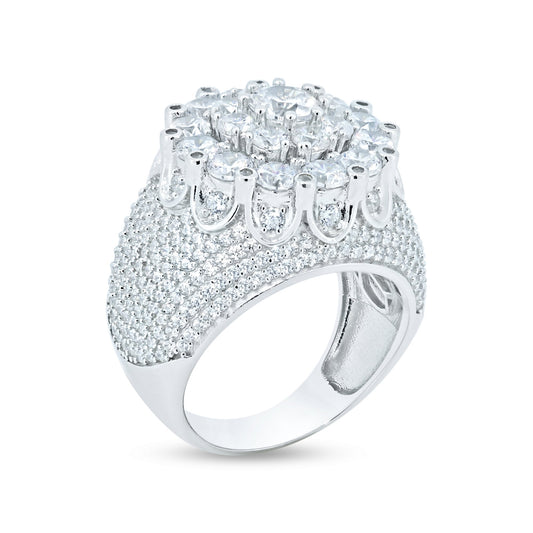 925 Sterling Silver Rhodium Plated Clear CZ Encrusted Ring Band Sizes 9-12