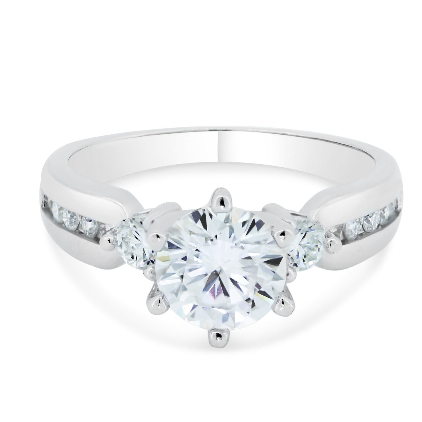 Rhodium Plated 925 Sterling Silver Engagement Moissanite Ring Band Sizes 5-9