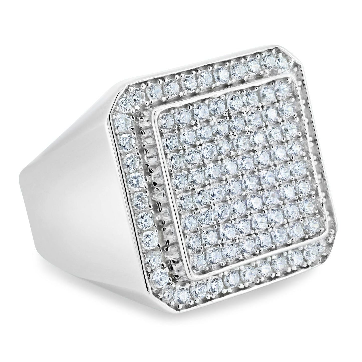 Rhodium Plated 925 Sterling Silver Clear CZ Encrusted Ring Band Sizes 9-12
