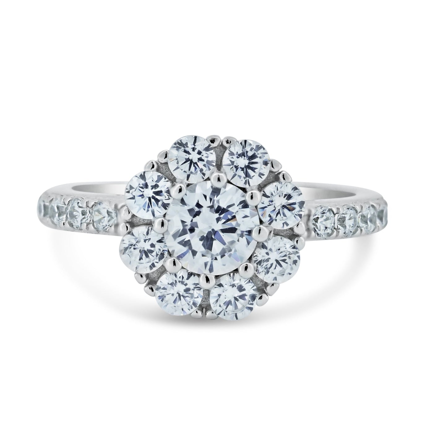 Rhodium Plated 925 Sterling Silver Spinning Engagement Clear CZ Ring Sizes 5-9