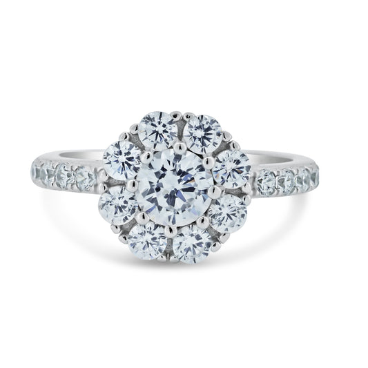 Rhodium Plated 925 Sterling Silver Spinning Engagement Clear CZ Ring Sizes 5-9