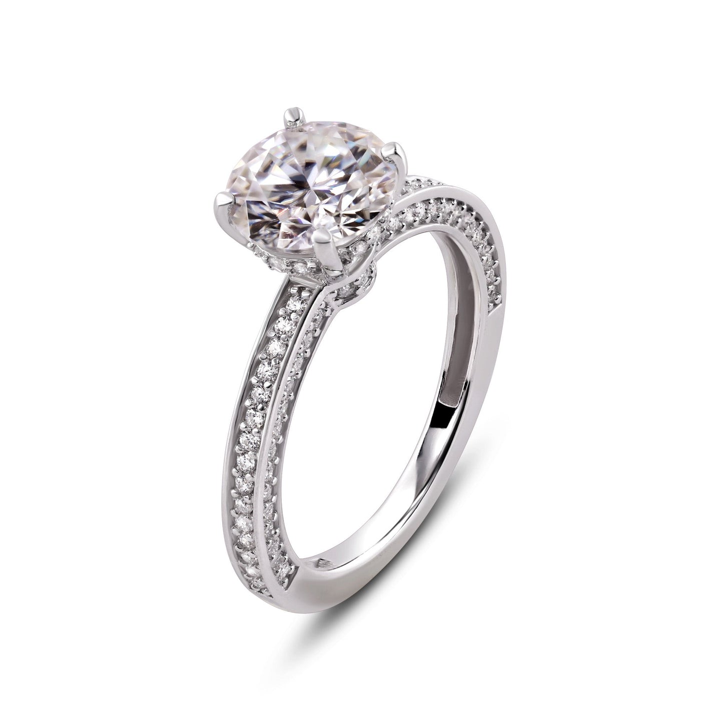 925 Sterling Silver Rhodium Plated Moissanite Engagement Band Ring Sizes 5-9
