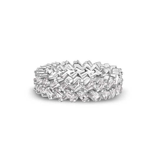 925 Sterling Silver Rhodium Plated Eternity Band Baguette CZ Ring Sizes 5-9