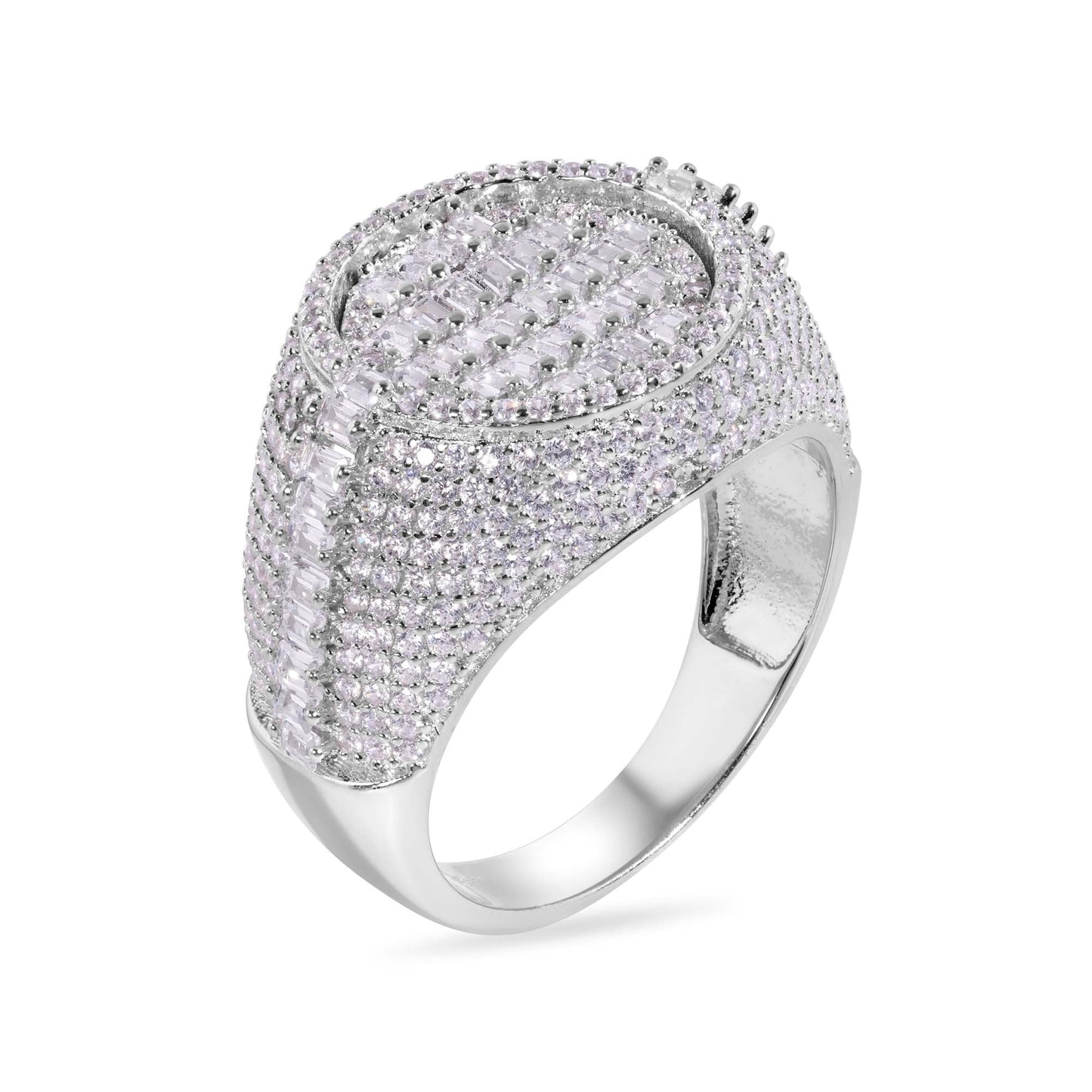 Rhodium Plated 925 Sterling Silver Baguette Clear CZ Band Ring Sizes 9-12
