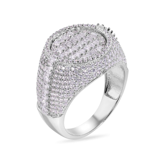Rhodium Plated 925 Sterling Silver Baguette Clear CZ Band Ring Sizes 9-12