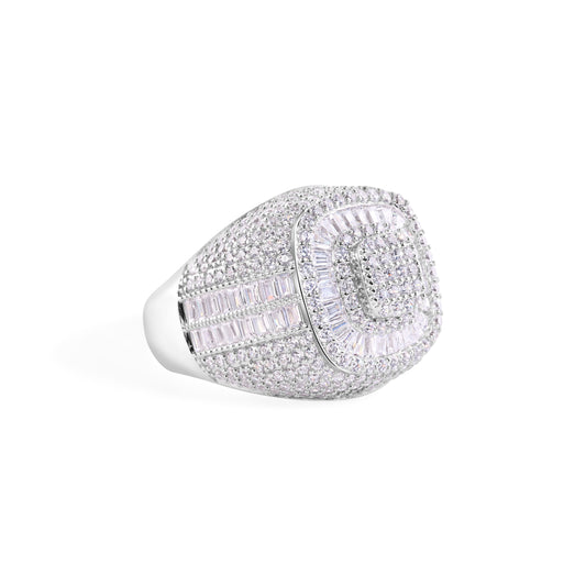 Rhodium Plated 925 Sterling Silver Square Baguette Clear CZ Band Ring Sizes 9-12