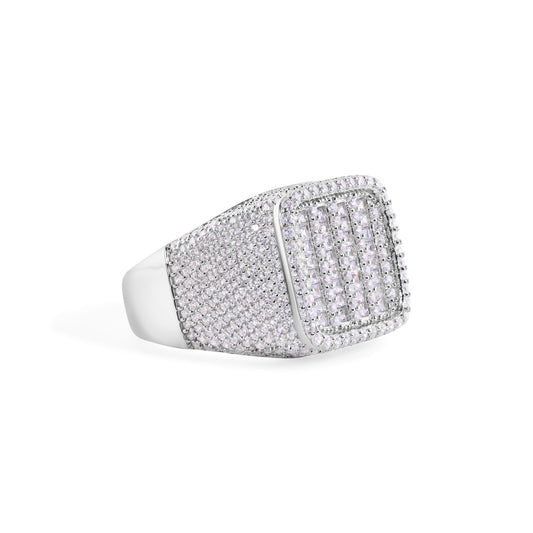 Rhodium Plated 925 Sterling Silver Square Baguette Clear CZ Band Ring Sizes 9-12