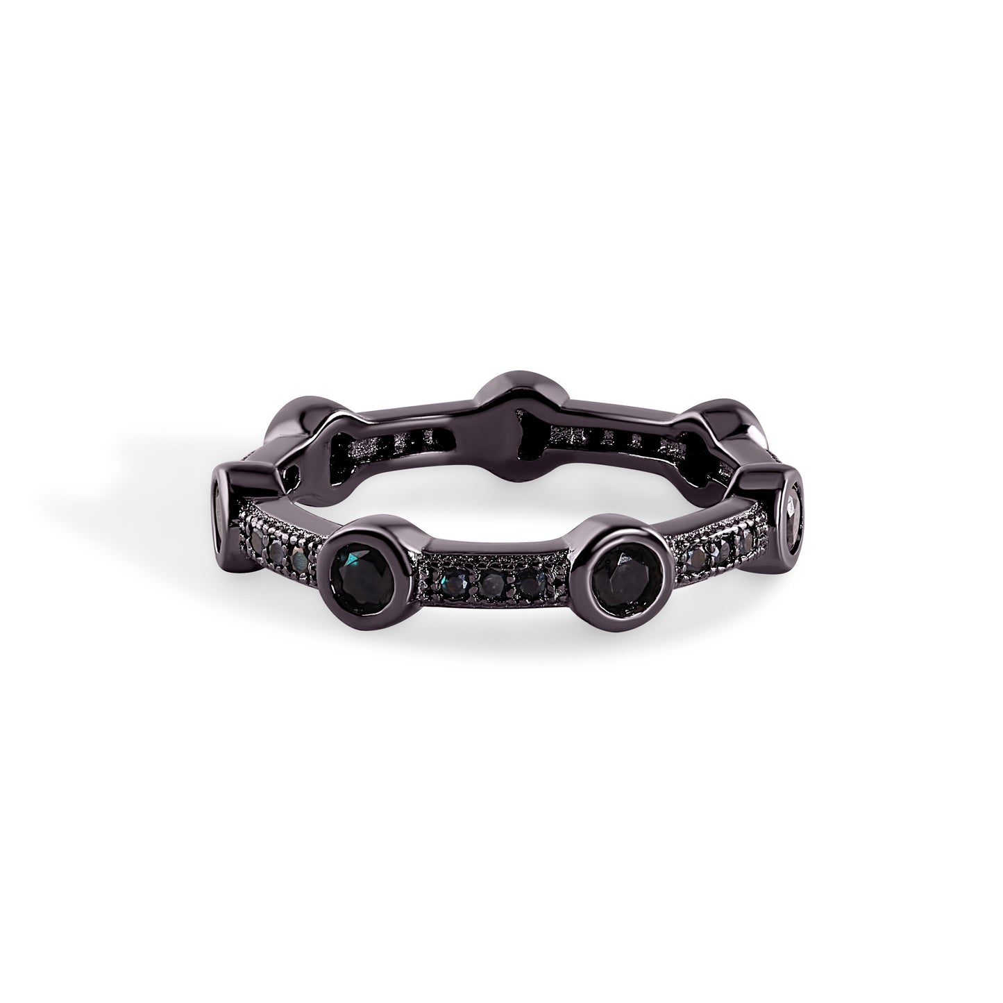 Sterling Silver 925 Oxidized Black Rhodium Plated CZ Eternity Ring Sizes 5-9