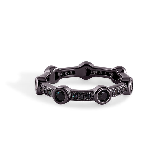 Sterling Silver 925 Oxidized Black Rhodium Plated CZ Eternity Ring Sizes 5-9