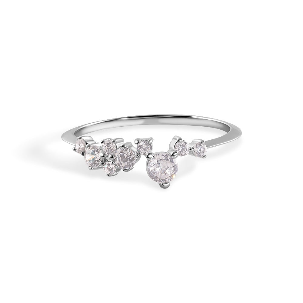 Sterling Silver 925 Rhodium Plated Abstract Pattern Clear CZ Ring Sizes 5-9