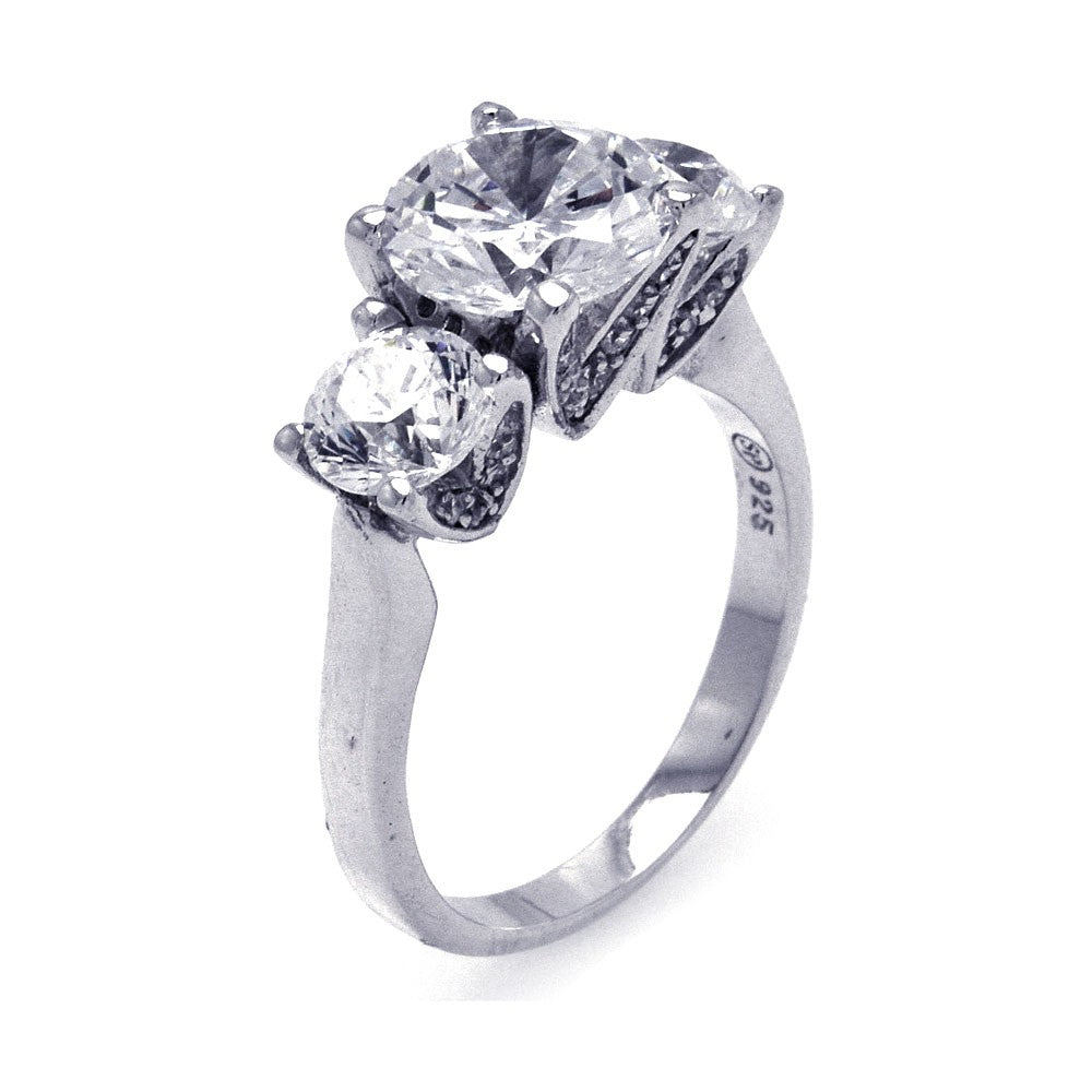 925 Sterling Silver Nickel Free Rhodium Plated 3 Trellis Clear CZ Ring Sizes 5-9