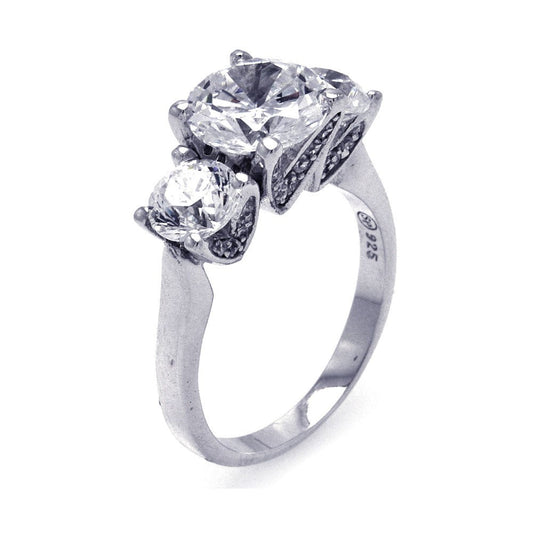 925 Sterling Silver Nickel Free Rhodium Plated 3 Trellis Clear CZ Ring Sizes 5-9