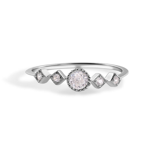925 Sterling Silver Nickel Free Rhodium Plated Pave Clear CZ Ring Sizes 5-9