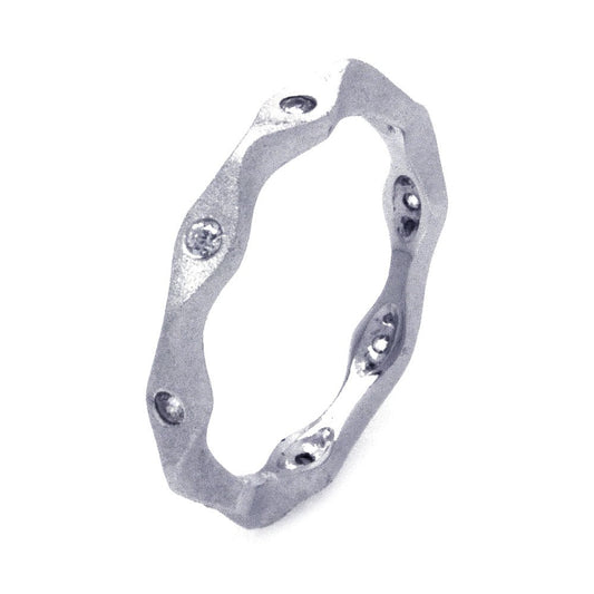 925 Sterling Silver Matte Finish Stackable Clear CZ Octagon Ring Sizes 5-9