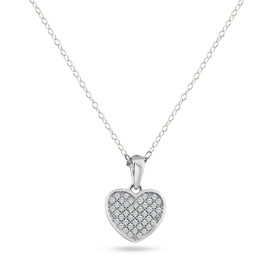 Sterling Silver 925 Rhodium Plated Promise Friendship Love Heart CZ Pendant