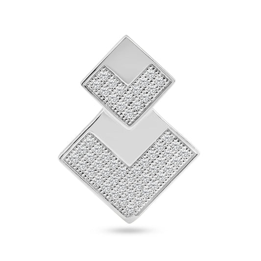 Sterling Silver 925 Rhodium Plated Two Graduated Square CZ Geometric New Pendant