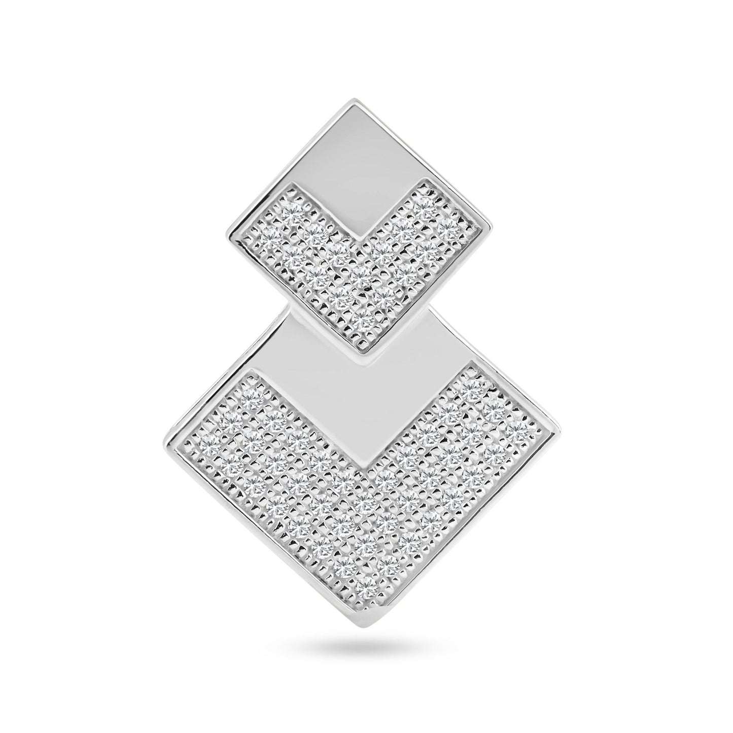 Sterling Silver 925 Rhodium Plated Two Graduated Square CZ Geometric New Pendant