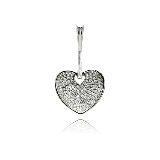 Sterling Silver 925 Rhodium Plated Love Friendship Heart Micro Pave CZ Pendant