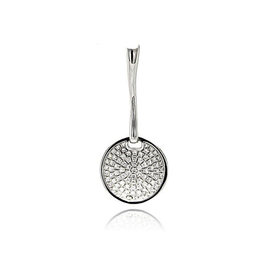 Sterling Silver 925 Rhodium Plated Circle Micro Pave CZ Dangling Pendant