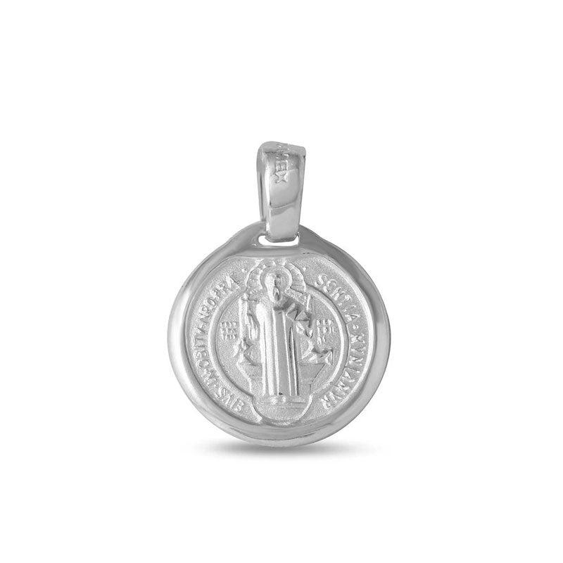 Sterling Silver 925 High Polished Saint Benedict Medallion 13mm Pendant Charm