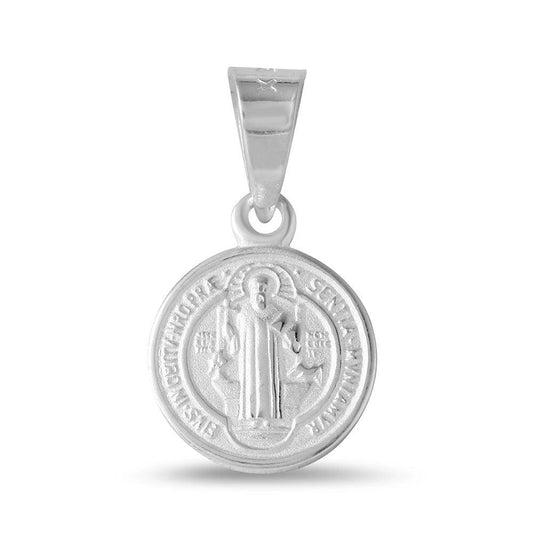 Sterling Silver 925 Saint Benedict Medallion 11mm Catholic Pendant Charm