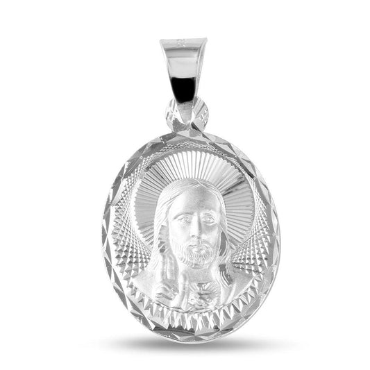 Sterling Silver 925 High Polished Diamond Cut Jesus Medallion Catholic New Charm