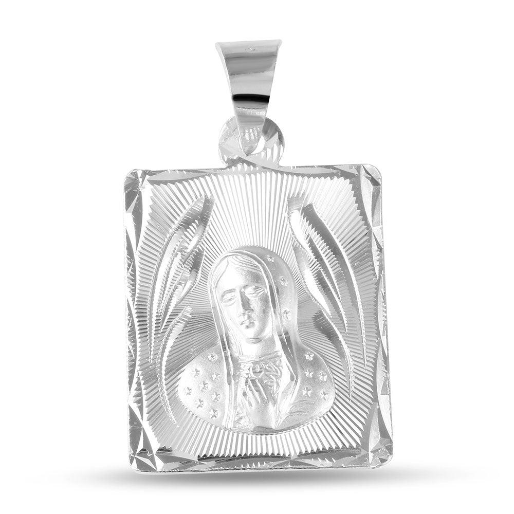 Sterling Silver 925 High Polished Catholic Saint Guadalupe Mary Medallion Charm