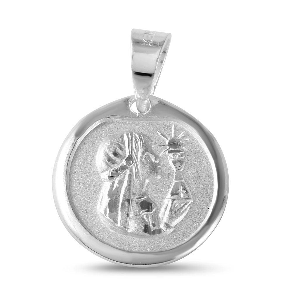 Sterling Silver 925 High Polished DC Communion Medallion Matte Finish Girl Charm