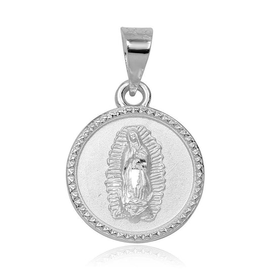 High Polished 925 Sterling Silver Our Lady of Guadalupe Charm Pendant Catholic